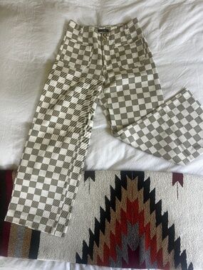 papermoon checkered sailor pants gray cream crop wide leg size s